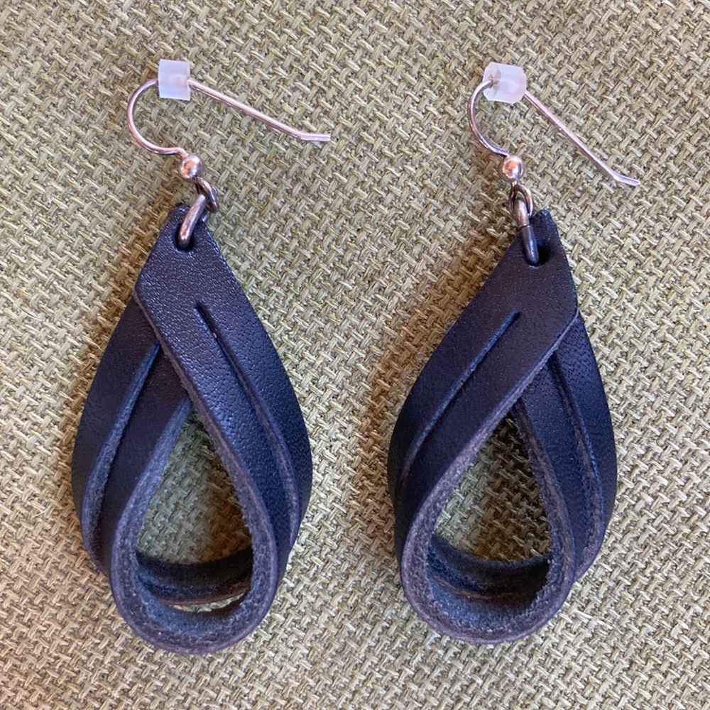 Black Western Leather Earrings